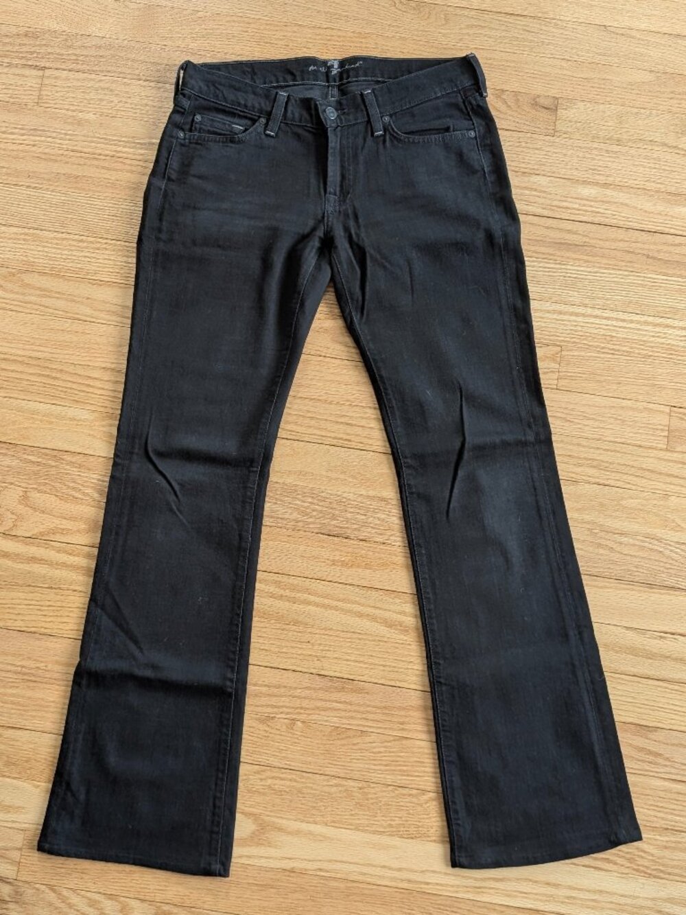 EUC 7 For All Mankind Bootcut Women's 30 x 32 Black Jeans Stretch flare long